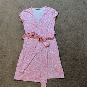 Pink & White PattyBoutik Wrap Dress